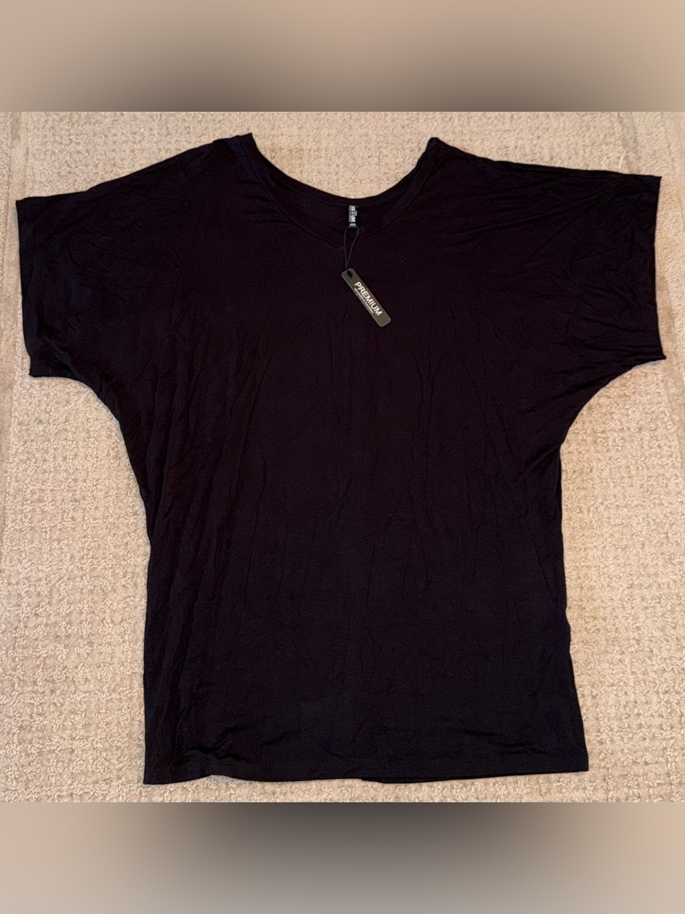 Lock & Love Premium Black Dolman Sleeve Top Womens XXXL Modal Stretch Oversized